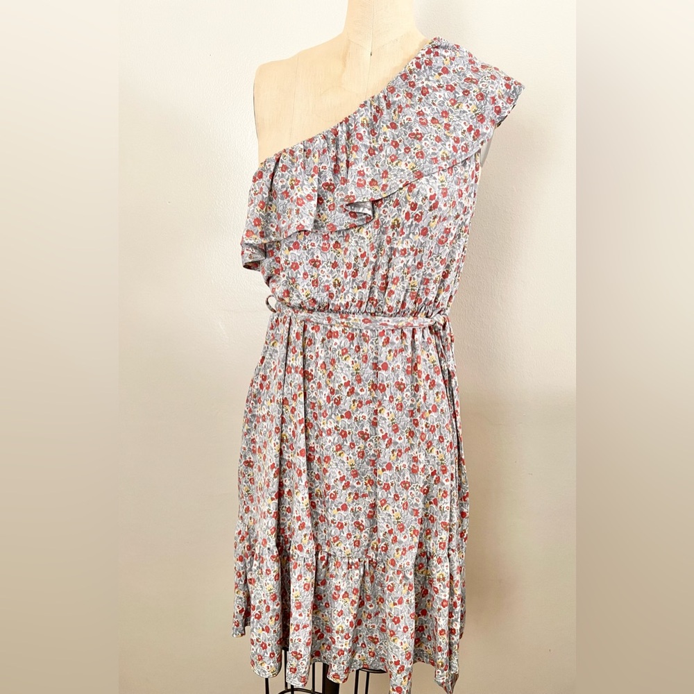 Heatherly Floral Asymmetrical Sleeve Dress